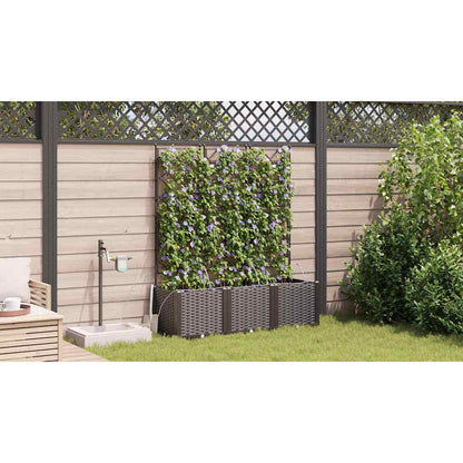 vidaXL Garden Planter 3 pcs Brown 120 x 40 x 142 cm PP