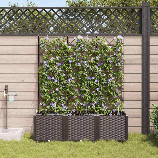 vidaXL Garden Planter 3 pcs Brown 120 x 40 x 142 cm PP