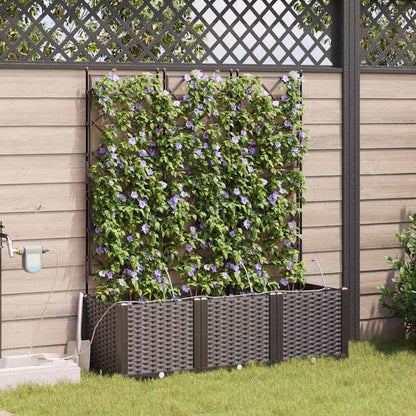 vidaXL Garden Planter 3 pcs Brown 120 x 40 x 142 cm PP