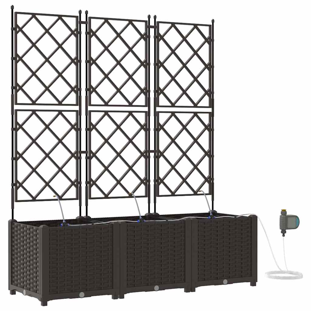 vidaXL Garden Planter 3 pcs Brown 120 x 40 x 142 cm PP
