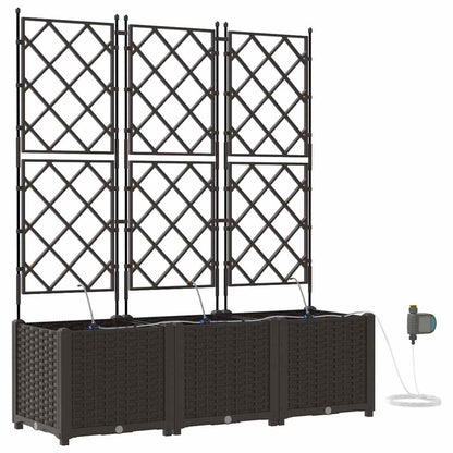 vidaXL Garden Planter 3 pcs Brown 120 x 40 x 142 cm PP