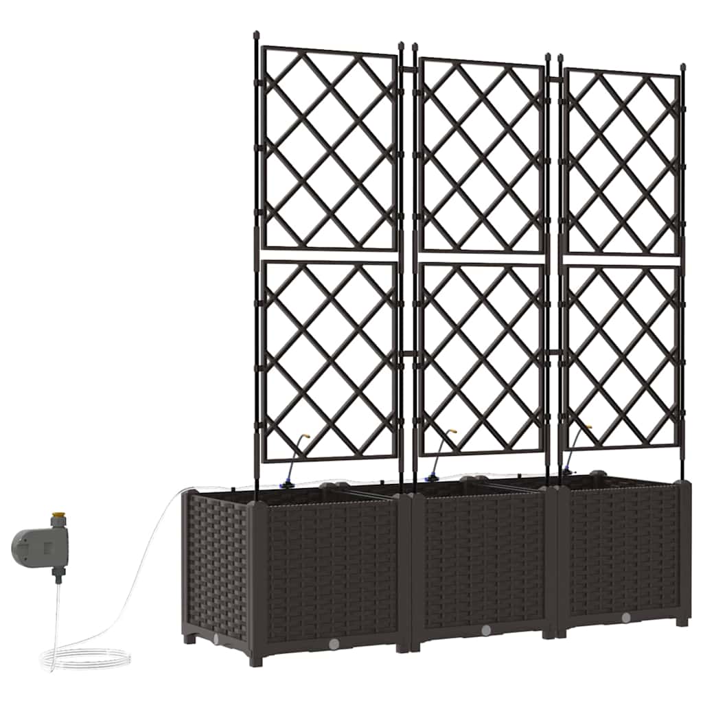 vidaXL Garden Planter 3 pcs Brown 120 x 40 x 142 cm PP