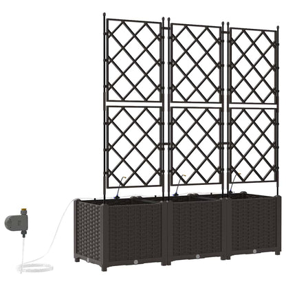 vidaXL Garden Planter 3 pcs Brown 120 x 40 x 142 cm PP