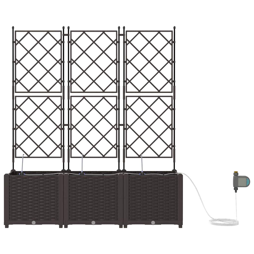 vidaXL Garden Planter 3 pcs Brown 120 x 40 x 142 cm PP