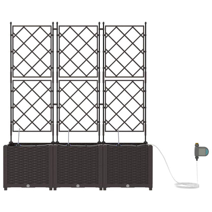 vidaXL Garden Planter 3 pcs Brown 120 x 40 x 142 cm PP