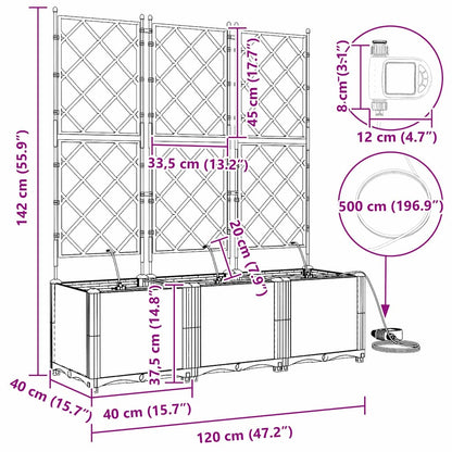 vidaXL Garden Planter 3 pcs Brown 120 x 40 x 142 cm PP