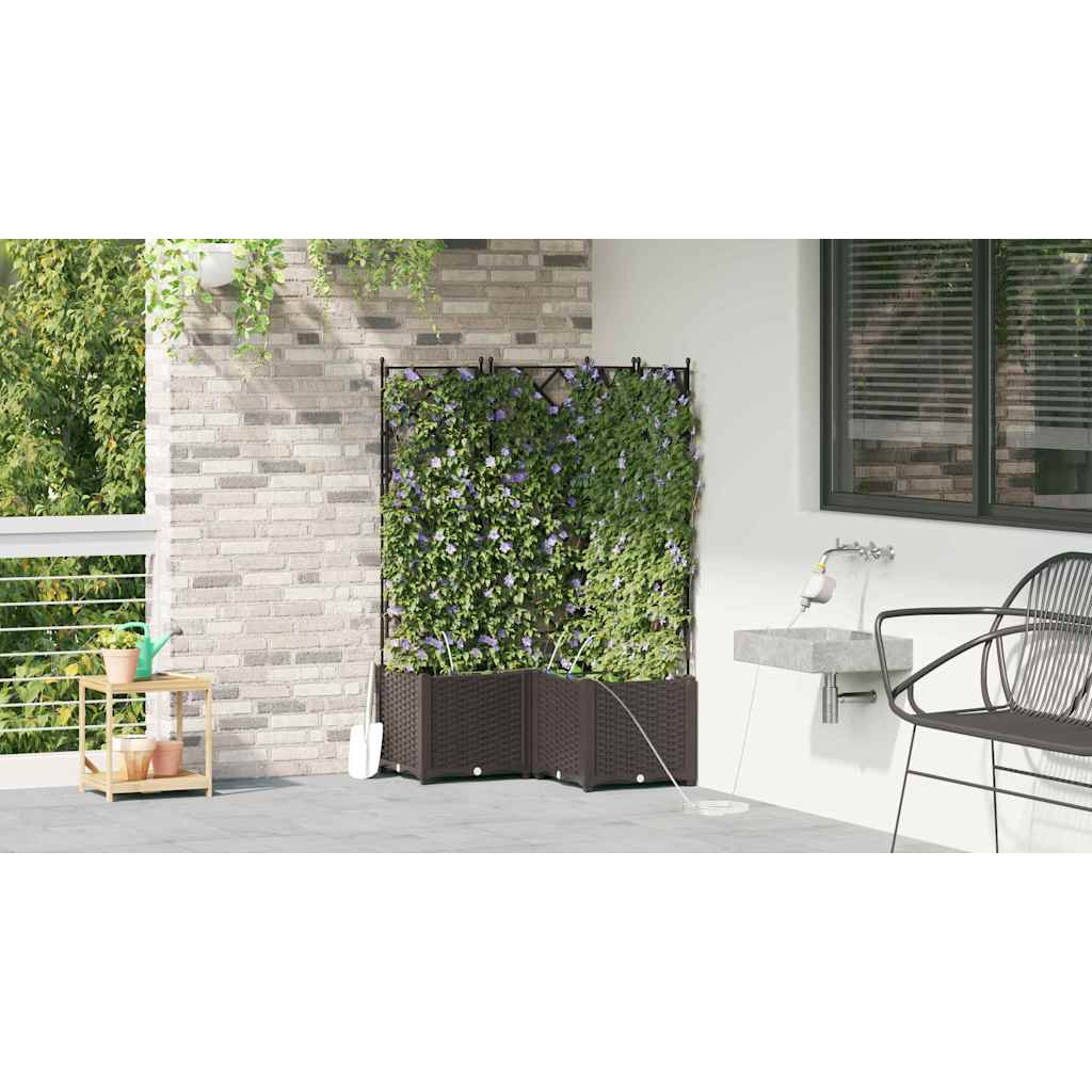vidaXL Garden Planter 3 pcs Brown 80 x 80 x 142 cm PP