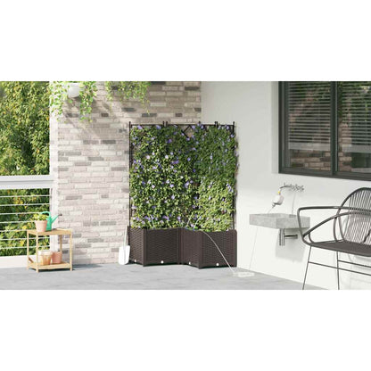 vidaXL Garden Planter 3 pcs Brown 80 x 80 x 142 cm PP