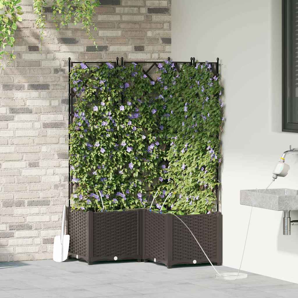 vidaXL Garden Planter 3 pcs Brown 80 x 80 x 142 cm PP