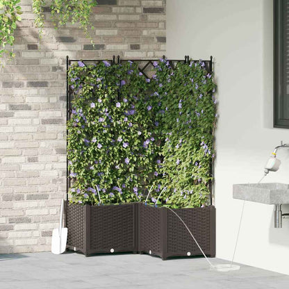 vidaXL Garden Planter 3 pcs Brown 80 x 80 x 142 cm PP