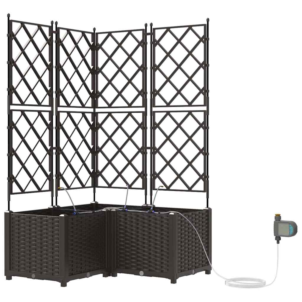 vidaXL Garden Planter 3 pcs Brown 80 x 80 x 142 cm PP