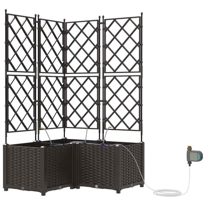 vidaXL Garden Planter 3 pcs Brown 80 x 80 x 142 cm PP