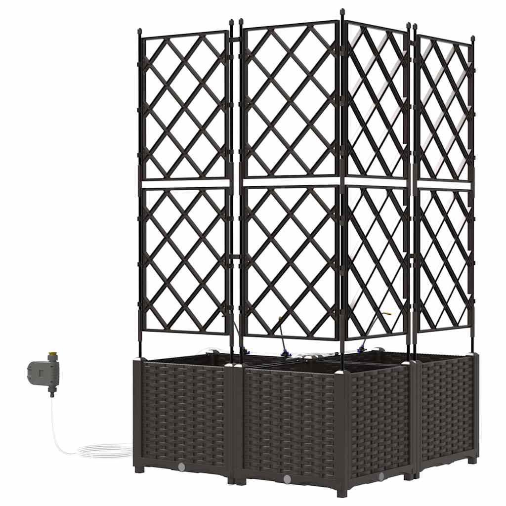 vidaXL Garden Planter 3 pcs Brown 80 x 80 x 142 cm PP