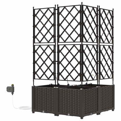 vidaXL Garden Planter 3 pcs Brown 80 x 80 x 142 cm PP