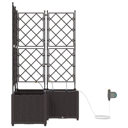 vidaXL Garden Planter 3 pcs Brown 80 x 80 x 142 cm PP