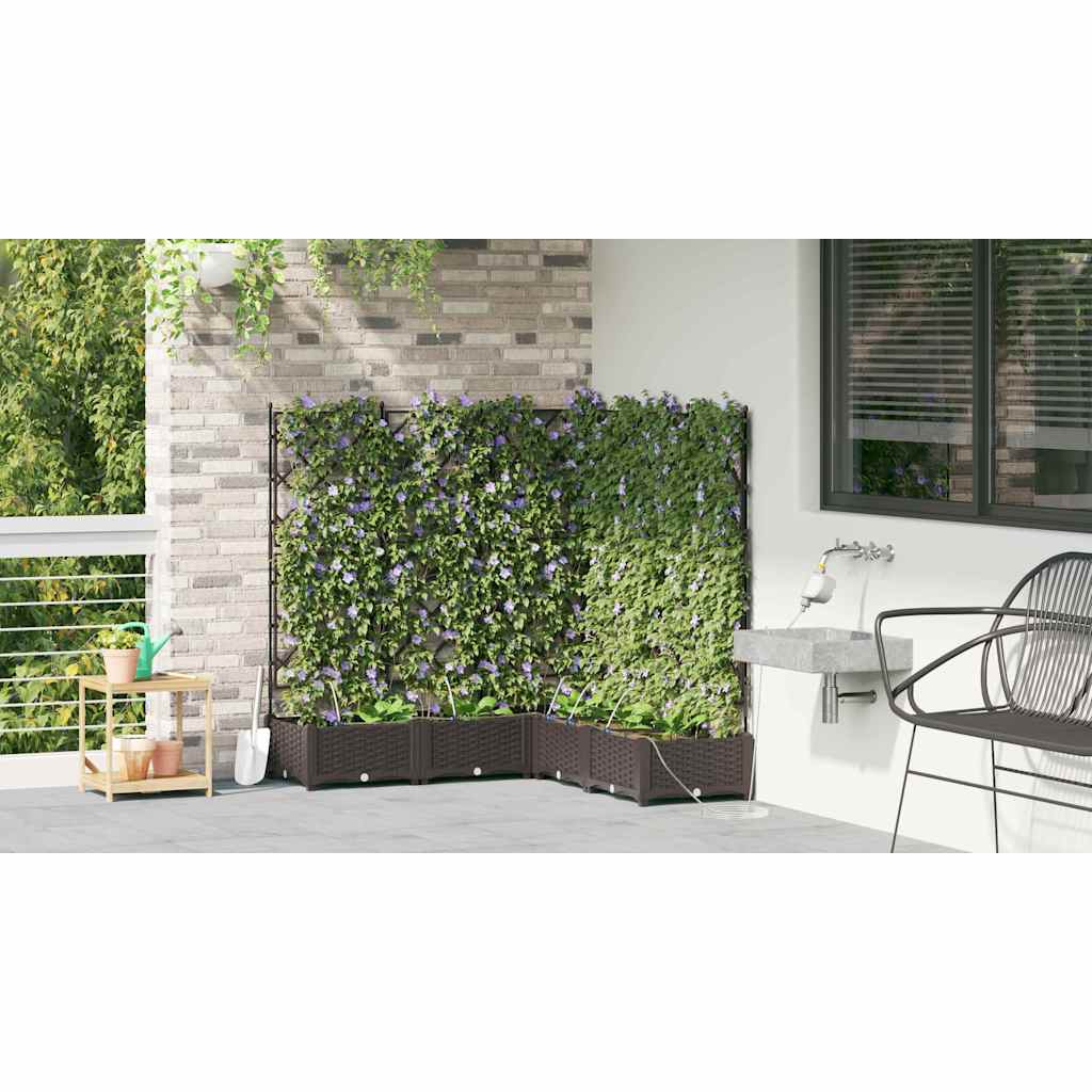 vidaXL Garden Planter 5 pcs Brown 120 x 120 x 126 cm PP