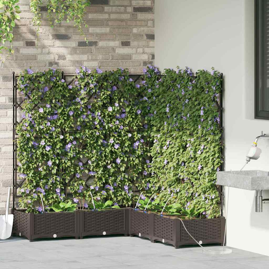 vidaXL Garden Planter 5 pcs Brown 120 x 120 x 126 cm PP