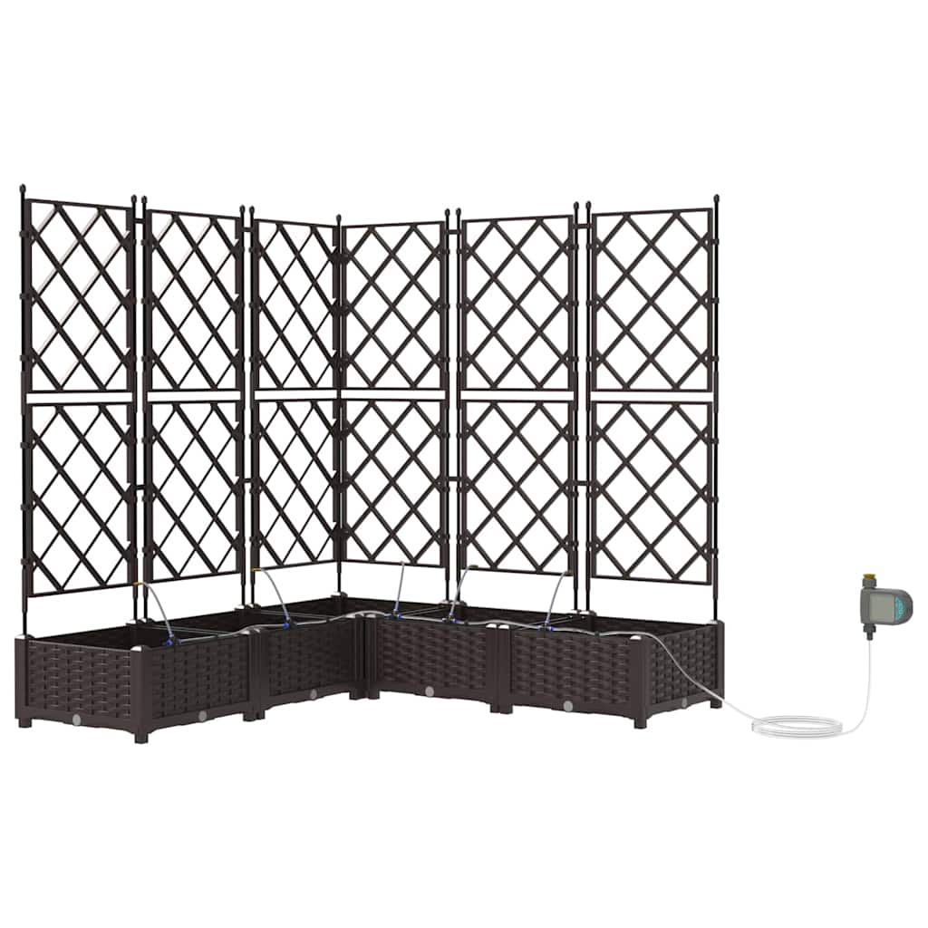 vidaXL Garden Planter 5 pcs Brown 120 x 120 x 126 cm PP