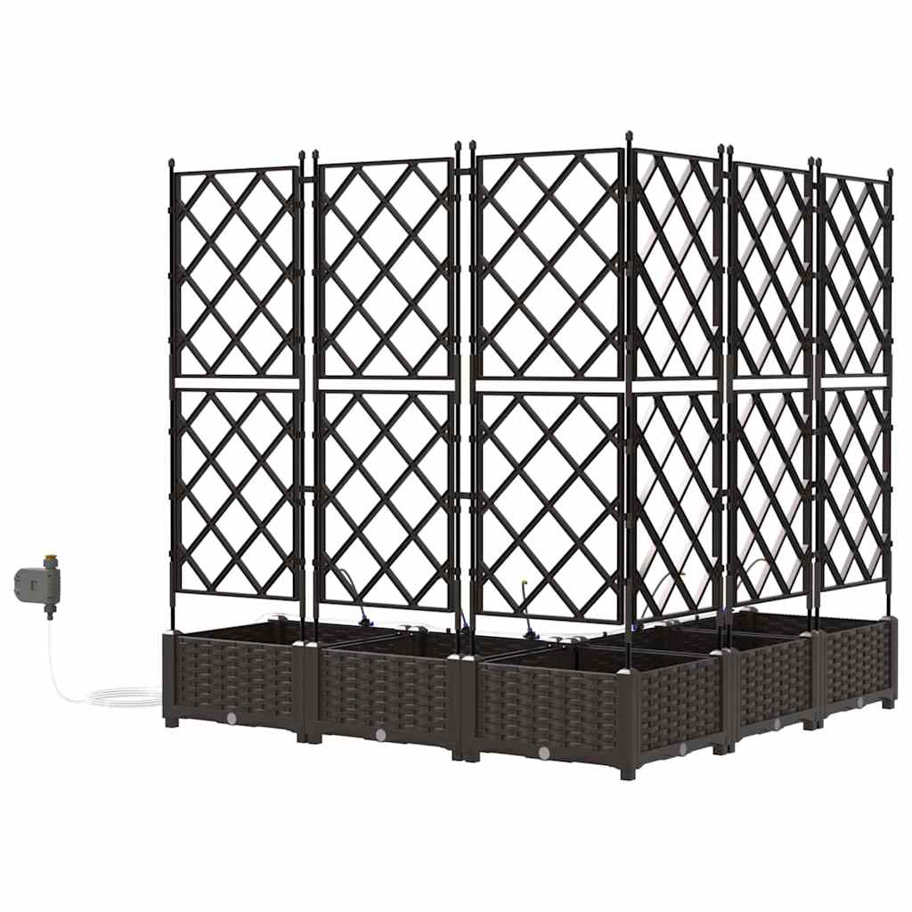 vidaXL Garden Planter 5 pcs Brown 120 x 120 x 126 cm PP