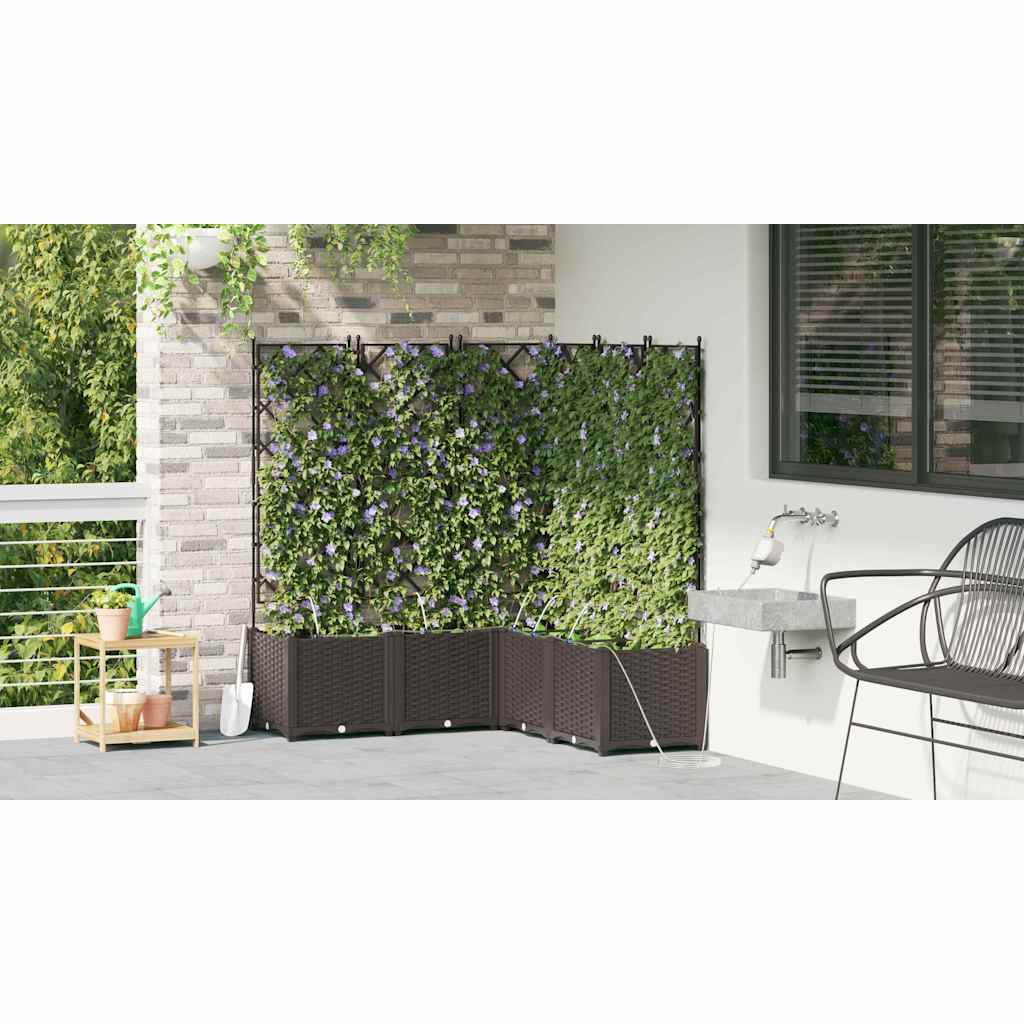 vidaXL Garden Planter 5 pcs Brown 120 x 120 x 142 cm PP