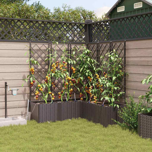 vidaXL Garden Planter 5 pcs Brown 120 x 120 x 142 cm PP