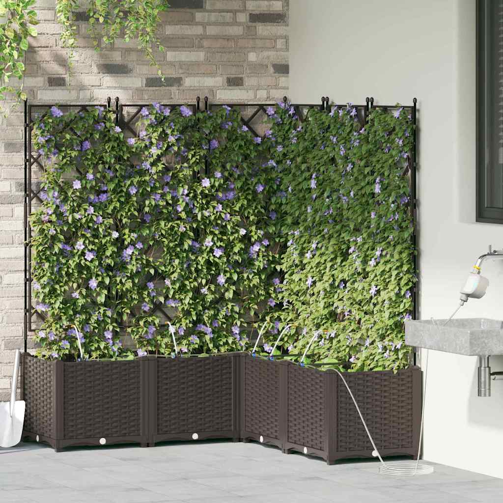 vidaXL Garden Planter 5 pcs Brown 120 x 120 x 142 cm PP