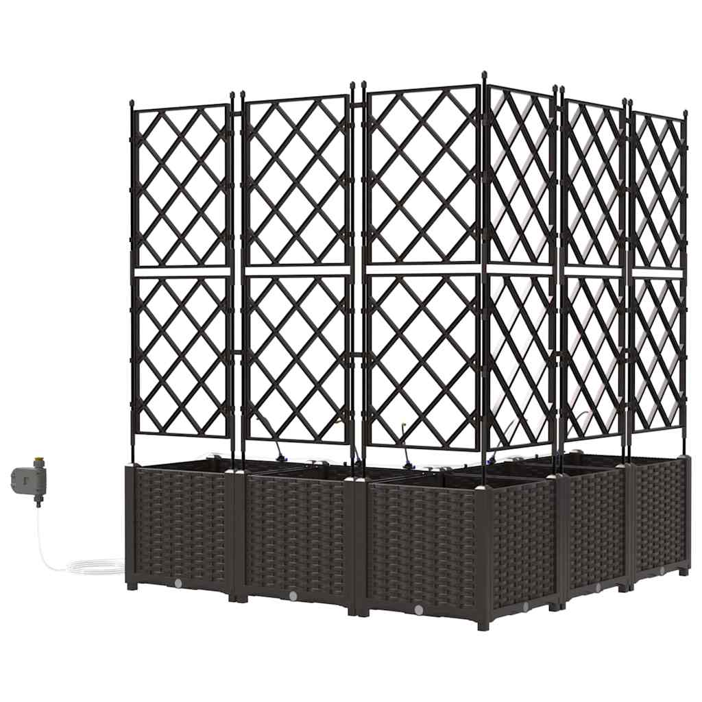 vidaXL Garden Planter 5 pcs Brown 120 x 120 x 142 cm PP
