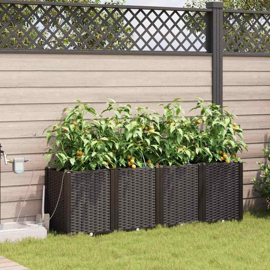vidaXL Garden Planter 4 pcs Brown 160 x 40 x 52 cm PP