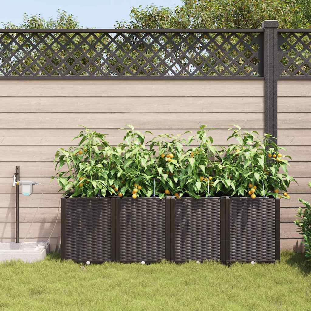 vidaXL Garden Planter 4 pcs Brown 160 x 40 x 52 cm PP