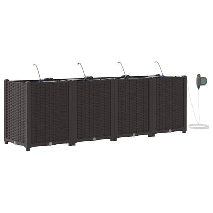 vidaXL Garden Planter 4 pcs Brown 160 x 40 x 52 cm PP