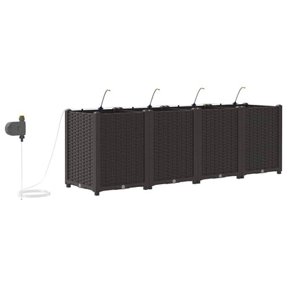 vidaXL Garden Planter 4 pcs Brown 160 x 40 x 52 cm PP