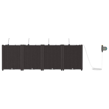 vidaXL Garden Planter 4 pcs Brown 160 x 40 x 52 cm PP