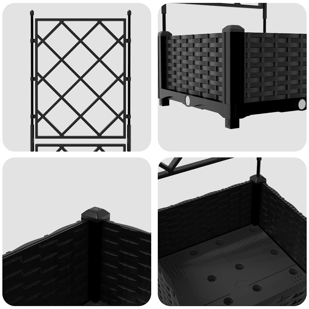 vidaXL Garden Planter Black 40 x 40 x 125.5 cm PP