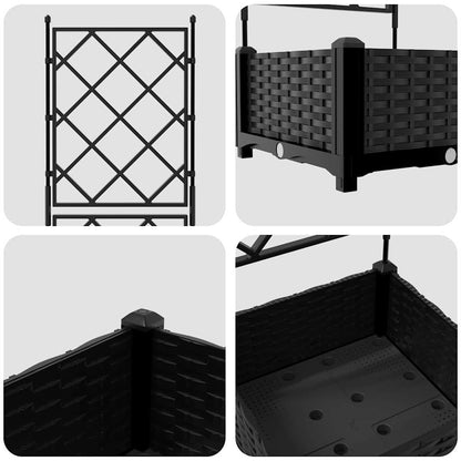 vidaXL Garden Planter Black 40 x 40 x 125.5 cm PP