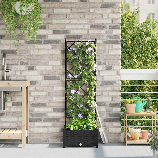 vidaXL Garden Planter Black 40 x 40 x 125.5 cm PP