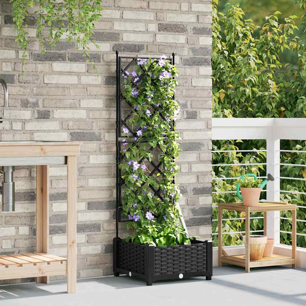 vidaXL Garden Planter Black 40 x 40 x 125.5 cm PP
