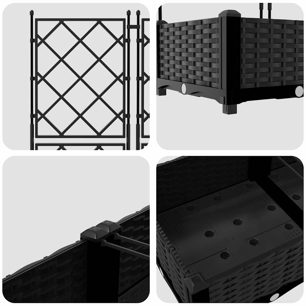 vidaXL Garden Planter 2 pcs Black 80 x 40 x 125.5 cm PP