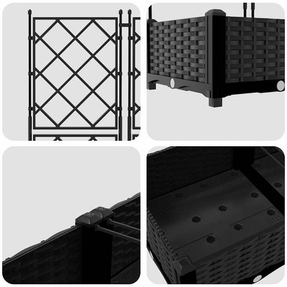 vidaXL Garden Planter 2 pcs Black 80 x 40 x 125.5 cm PP