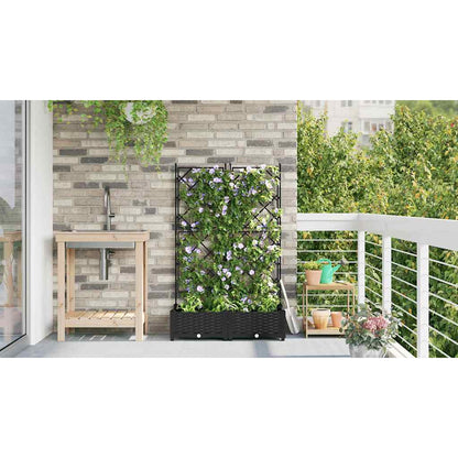 vidaXL Garden Planter 2 pcs Black 80 x 40 x 125.5 cm PP
