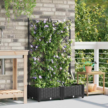 vidaXL Garden Planter 2 pcs Black 80 x 40 x 125.5 cm PP