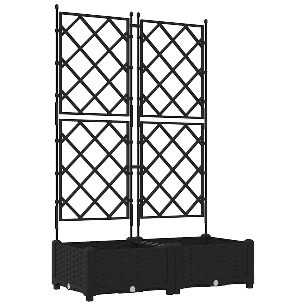 vidaXL Garden Planter 2 pcs Black 80 x 40 x 125.5 cm PP