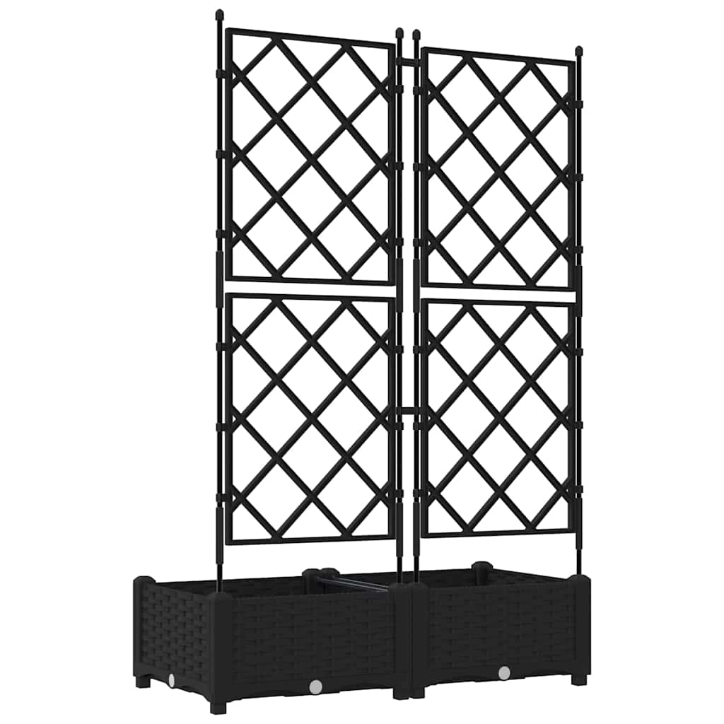vidaXL Garden Planter 2 pcs Black 80 x 40 x 125.5 cm PP