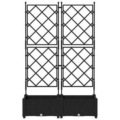 vidaXL Garden Planter 2 pcs Black 80 x 40 x 125.5 cm PP