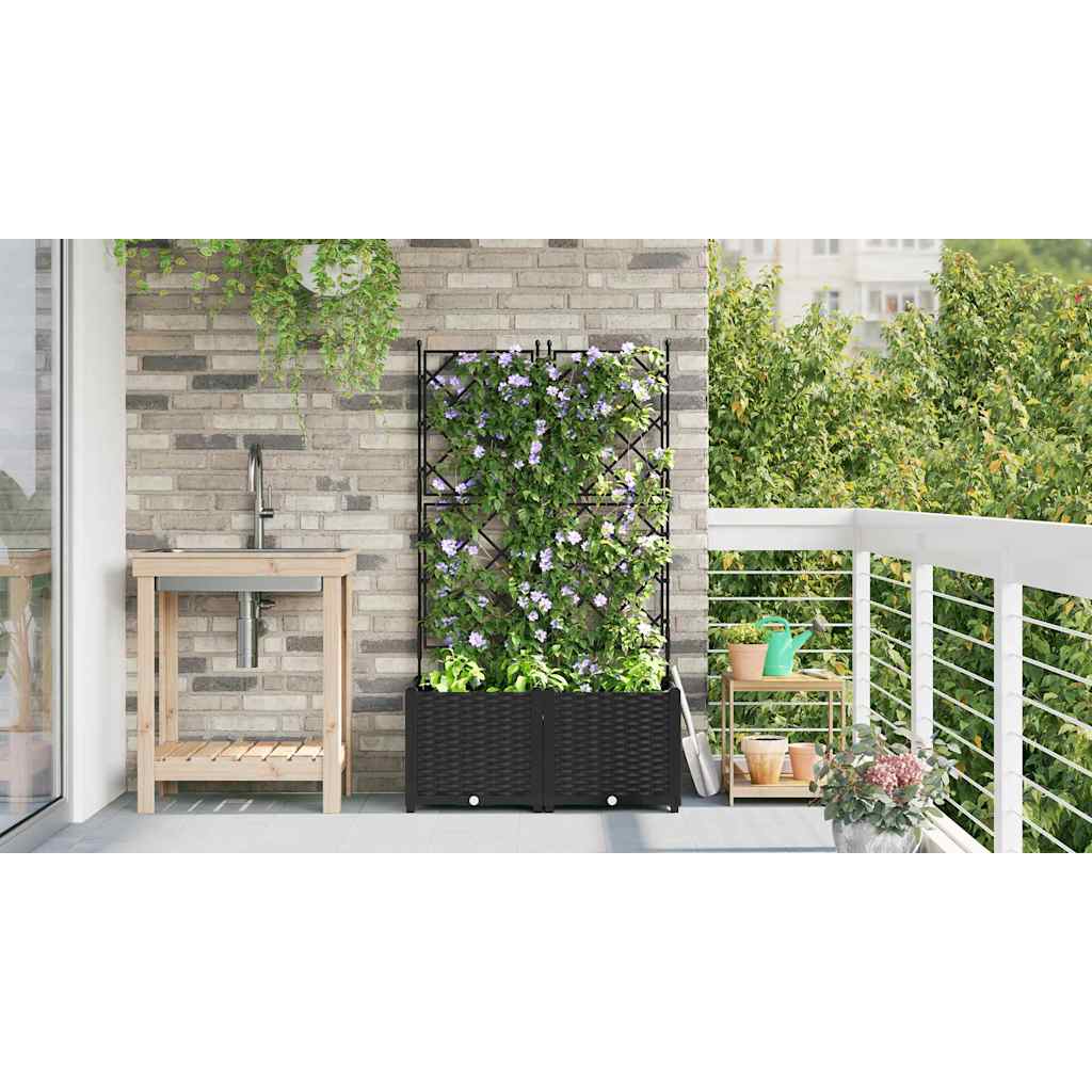 vidaXL Garden Planter 2 pcs Black 80 x 40 x 143 cm PP