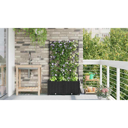 vidaXL Garden Planter 2 pcs Black 80 x 40 x 143 cm PP
