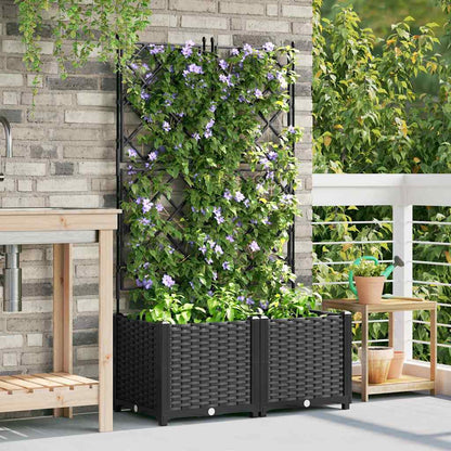 vidaXL Garden Planter 2 pcs Black 80 x 40 x 143 cm PP