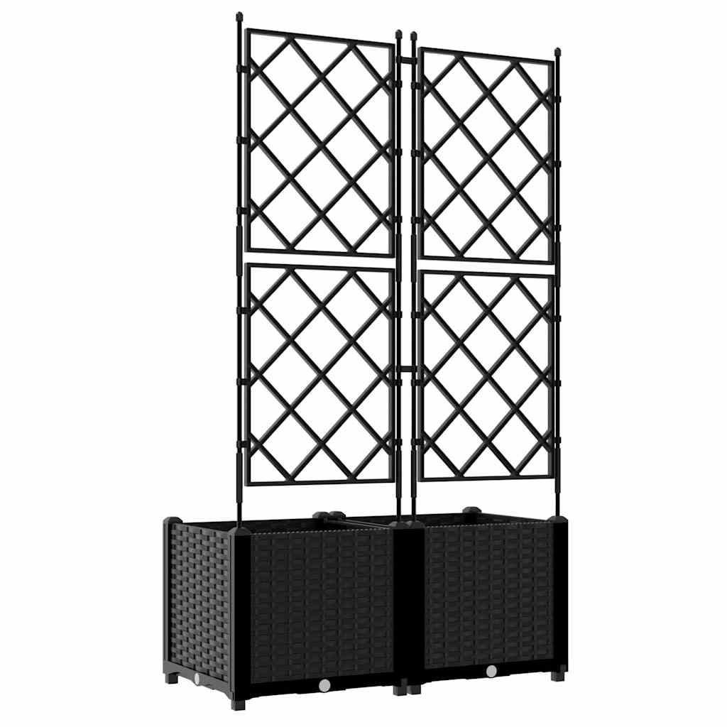 vidaXL Garden Planter 2 pcs Black 80 x 40 x 143 cm PP