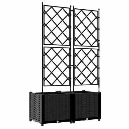 vidaXL Garden Planter 2 pcs Black 80 x 40 x 143 cm PP
