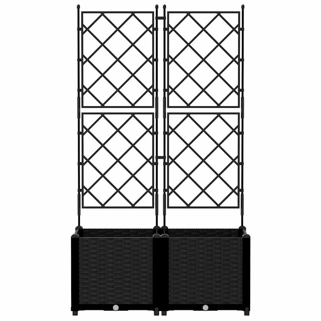 vidaXL Garden Planter 2 pcs Black 80 x 40 x 143 cm PP
