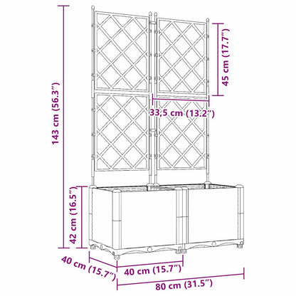 vidaXL Garden Planter 2 pcs Black 80 x 40 x 143 cm PP